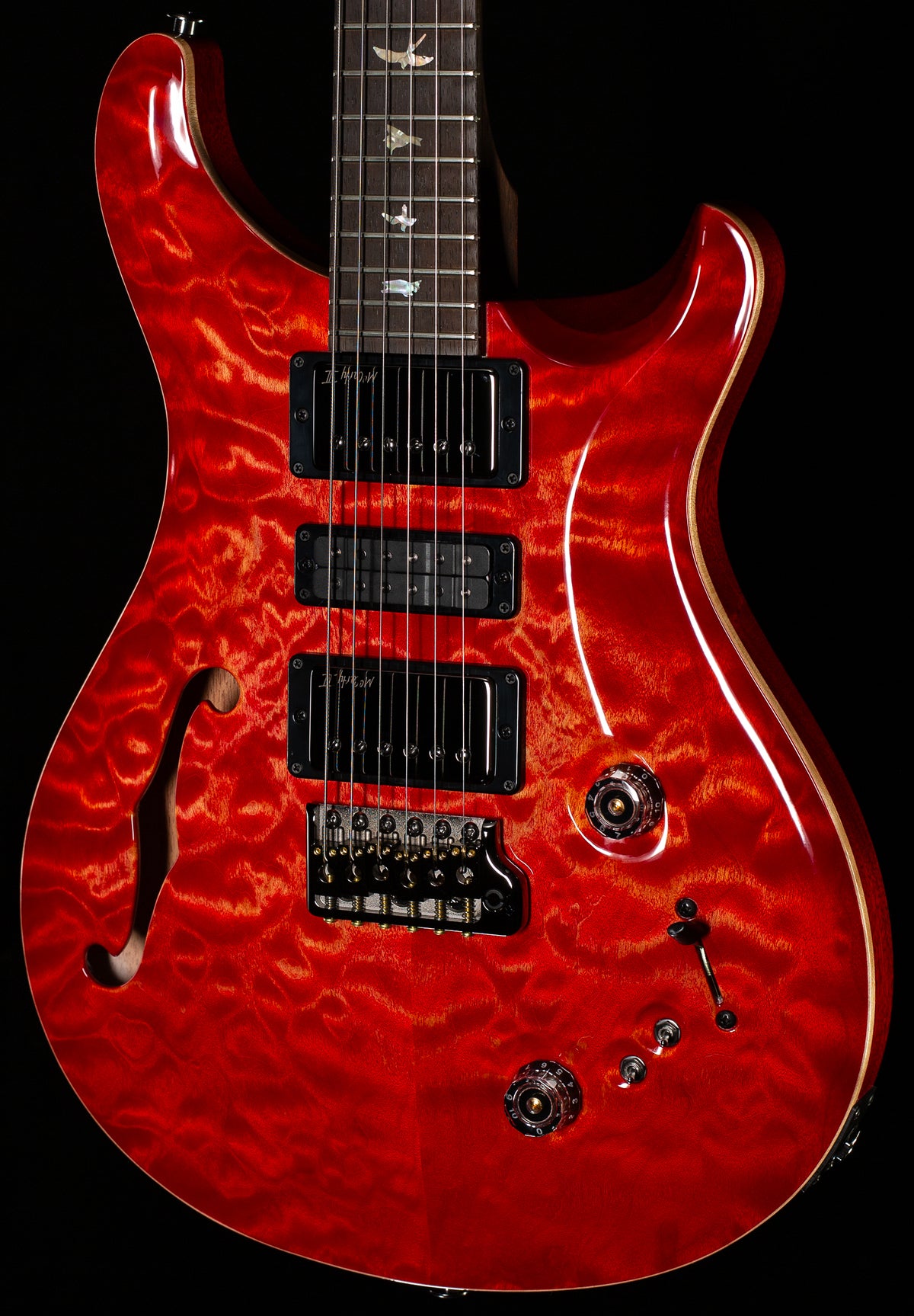 PRS Wood Library Willcutt Exclusive Special Semi-Hollow Brazilian Quilt 10 Top Blood Orange (521)