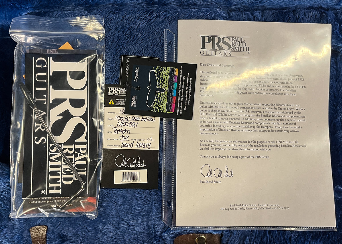 PRS Wood Library Willcutt Exclusive Special Semi-Hollow Brazilian Quilt 10 Top Blood Orange (521)