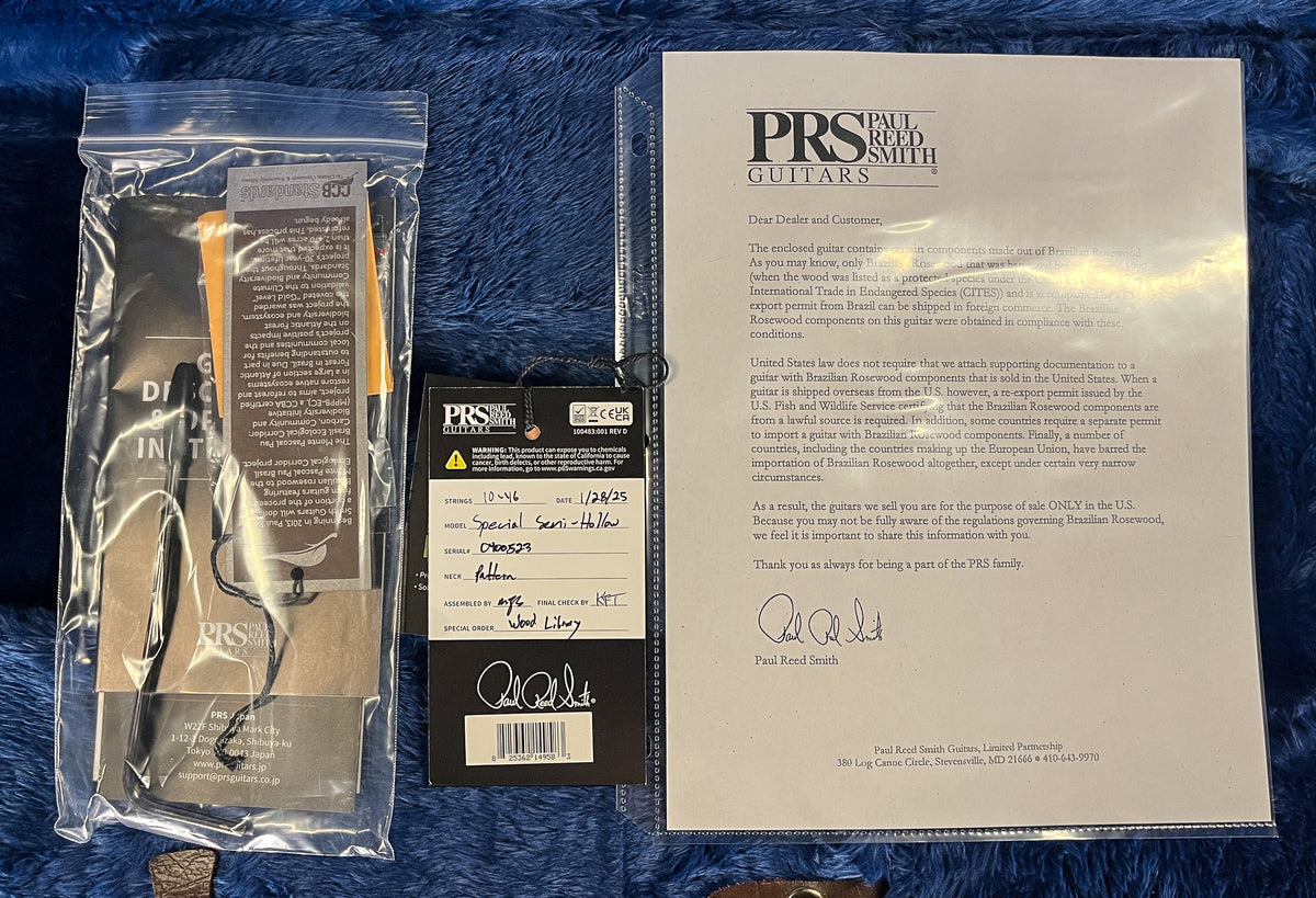 PRS Wood Library Willcutt Exclusive Special Semi-Hollow Brazilian Quilt 10 Top Blood Orange (523)