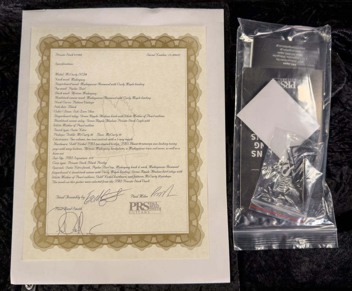 PRS Private Stock 12068 McCarty SC56 Poplar Burl Sub-Zero Glow Satin (472)