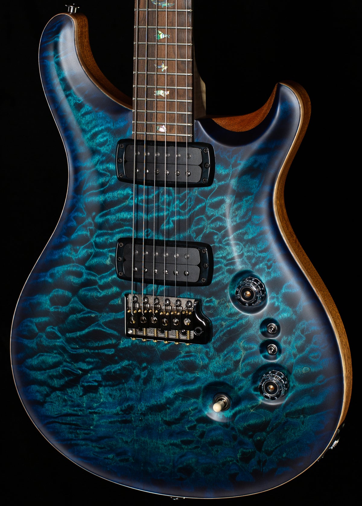 PRS Wood Library Willcutt Exclusive Satin Custom 24-08 Cobalt Blue Natural Back 10 Top (876)