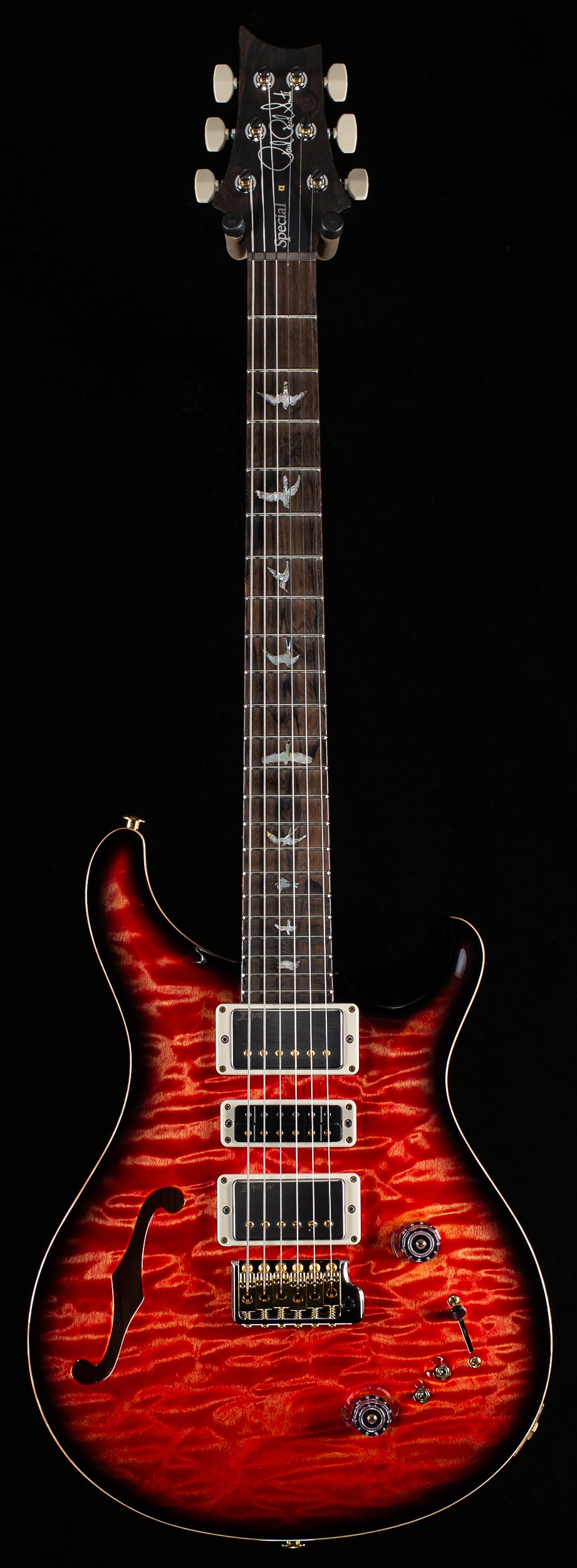PRS Wood Library Willcutt Exclusive Special Semi-Hollow Quilt Maple Blood Orange Smokeburst 10 Top (056)
