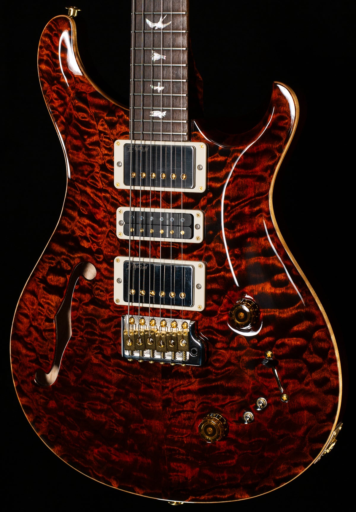 PRS Wood Library Willcutt Exclusive Special Semi-Hollow Quilt Maple 10-Top Orange Tiger 10 Top (063)