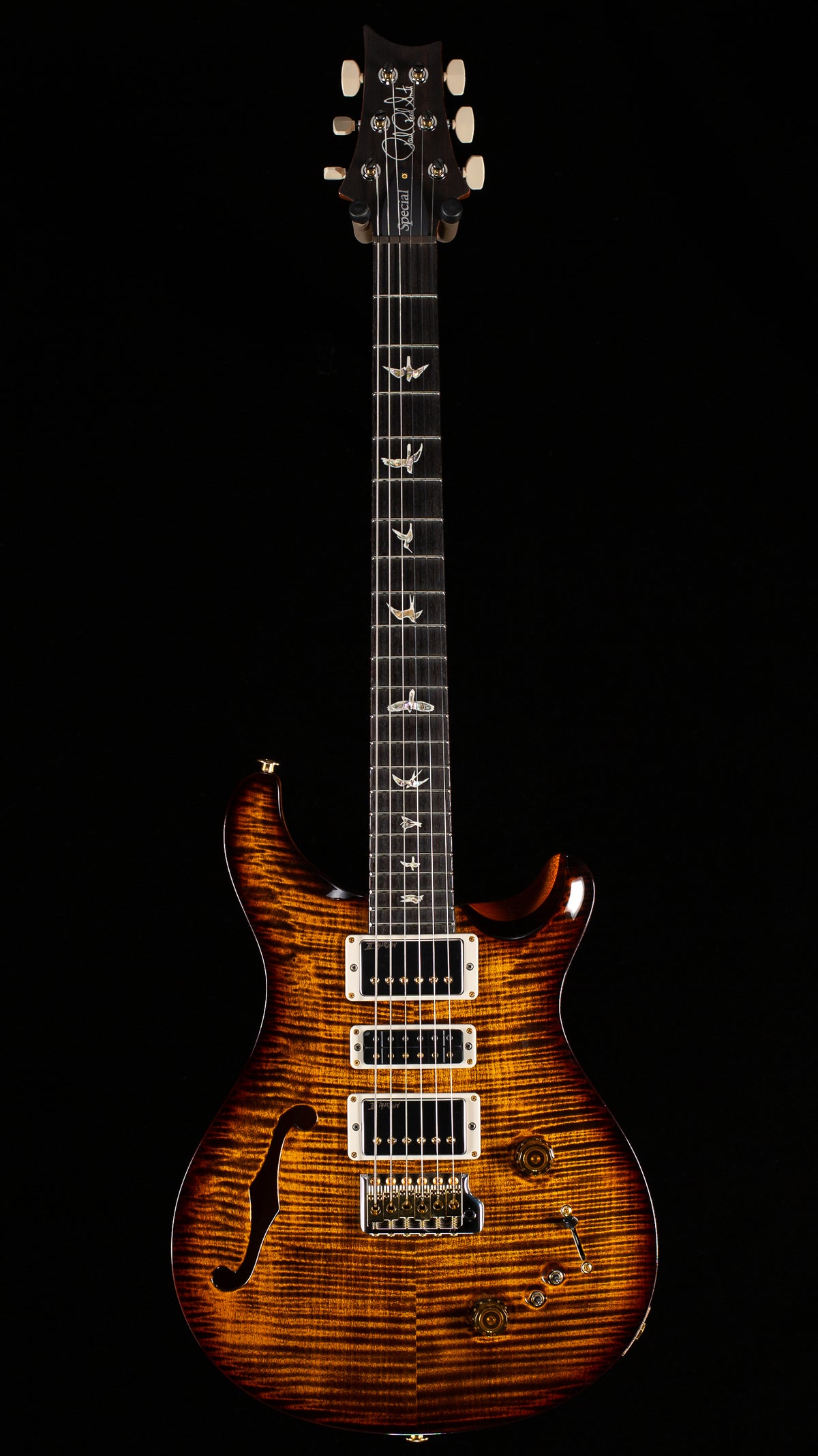 PRS Special Semi-Hollow 10 top Custom Color Black Gold Burst (148)
