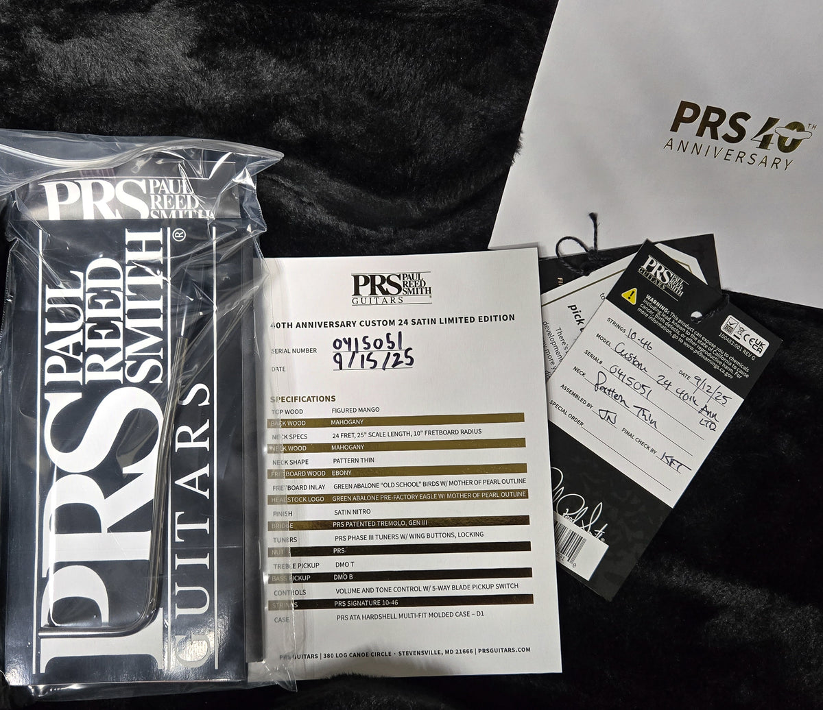 PRS 40th Anniversary Custom 24 Satin Figured Mango Top Charcoal (051)