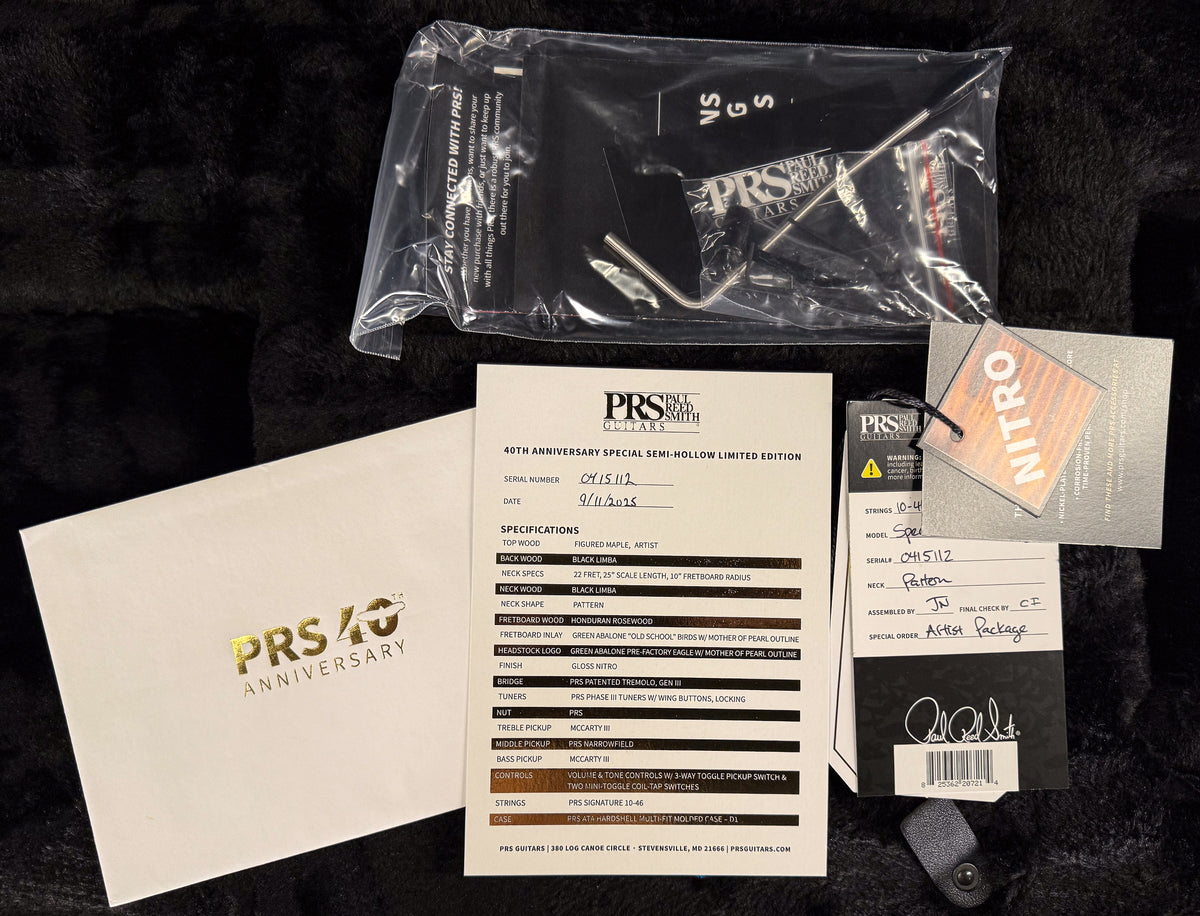 PRS 40th Anniversary Special Semi-Hollow Yellow Tiger Artist Top (112)