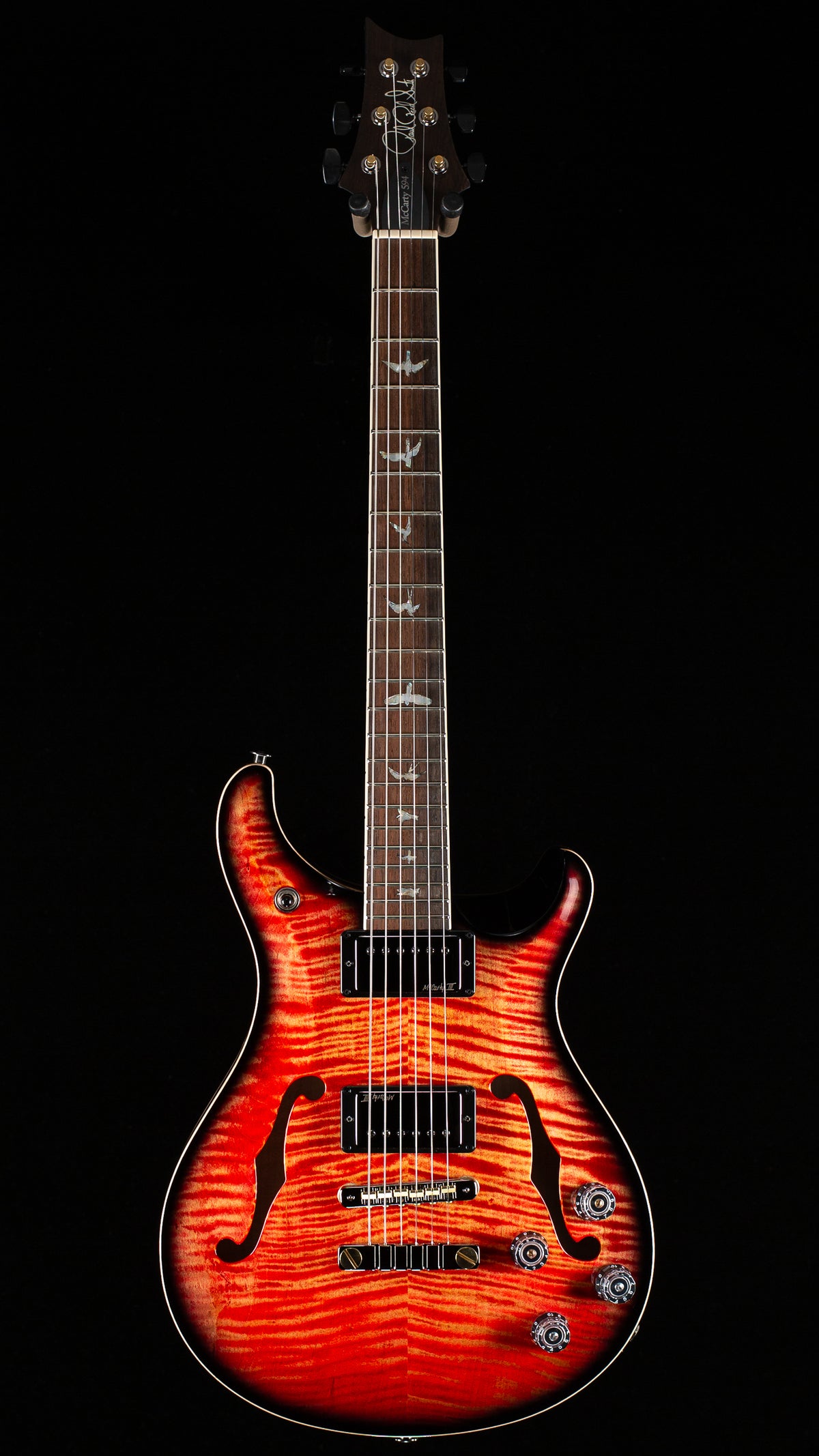 PRS Wood Library Willcutt Exclusive McCarty 594 Hollowbody II Blood Orange Smokeburst 10 Top (132)