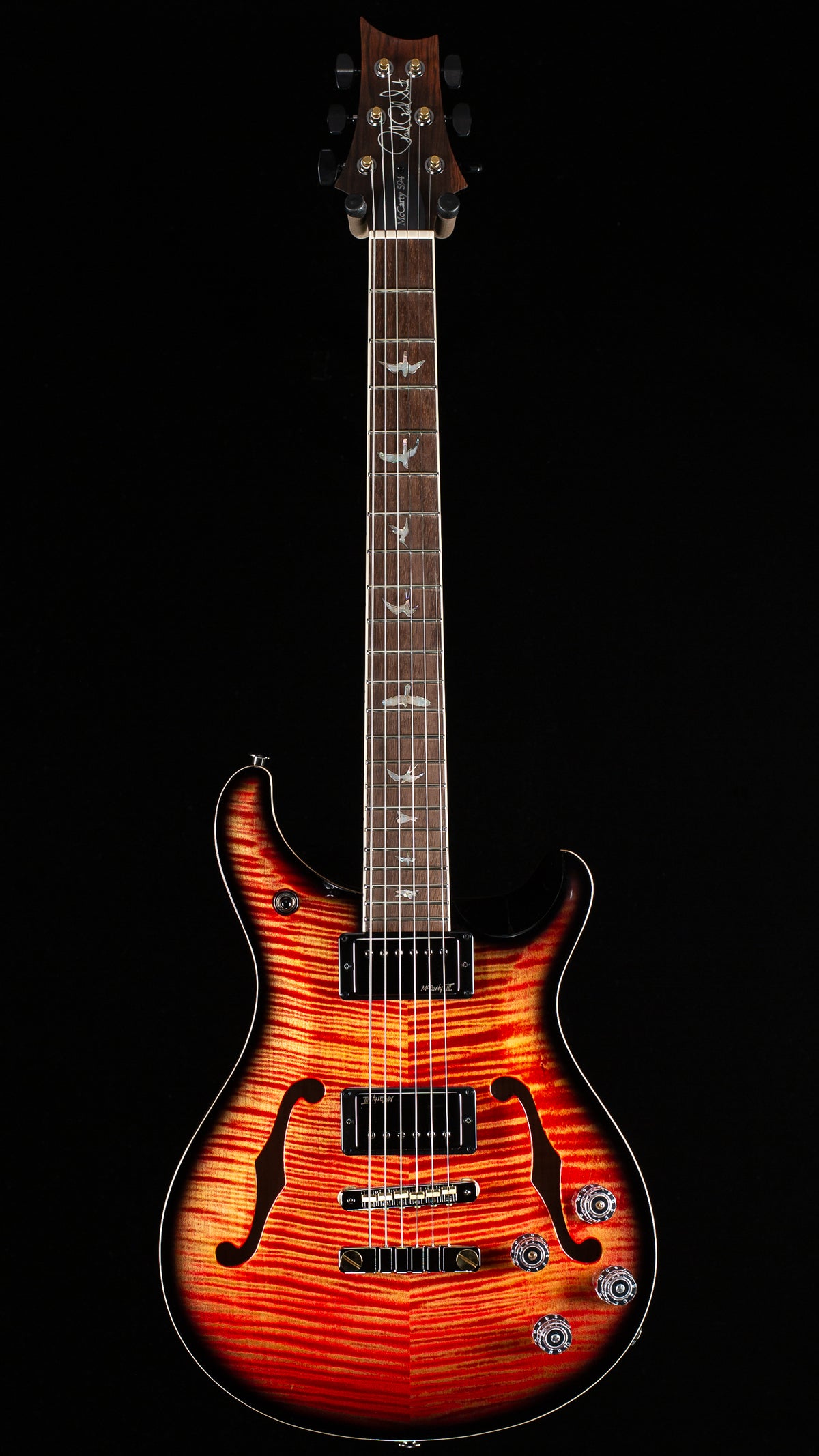 PRS Wood Library Willcutt Exclusive McCarty 594 Hollowbody II Blood Orange Smokeburst 10 Top (136)