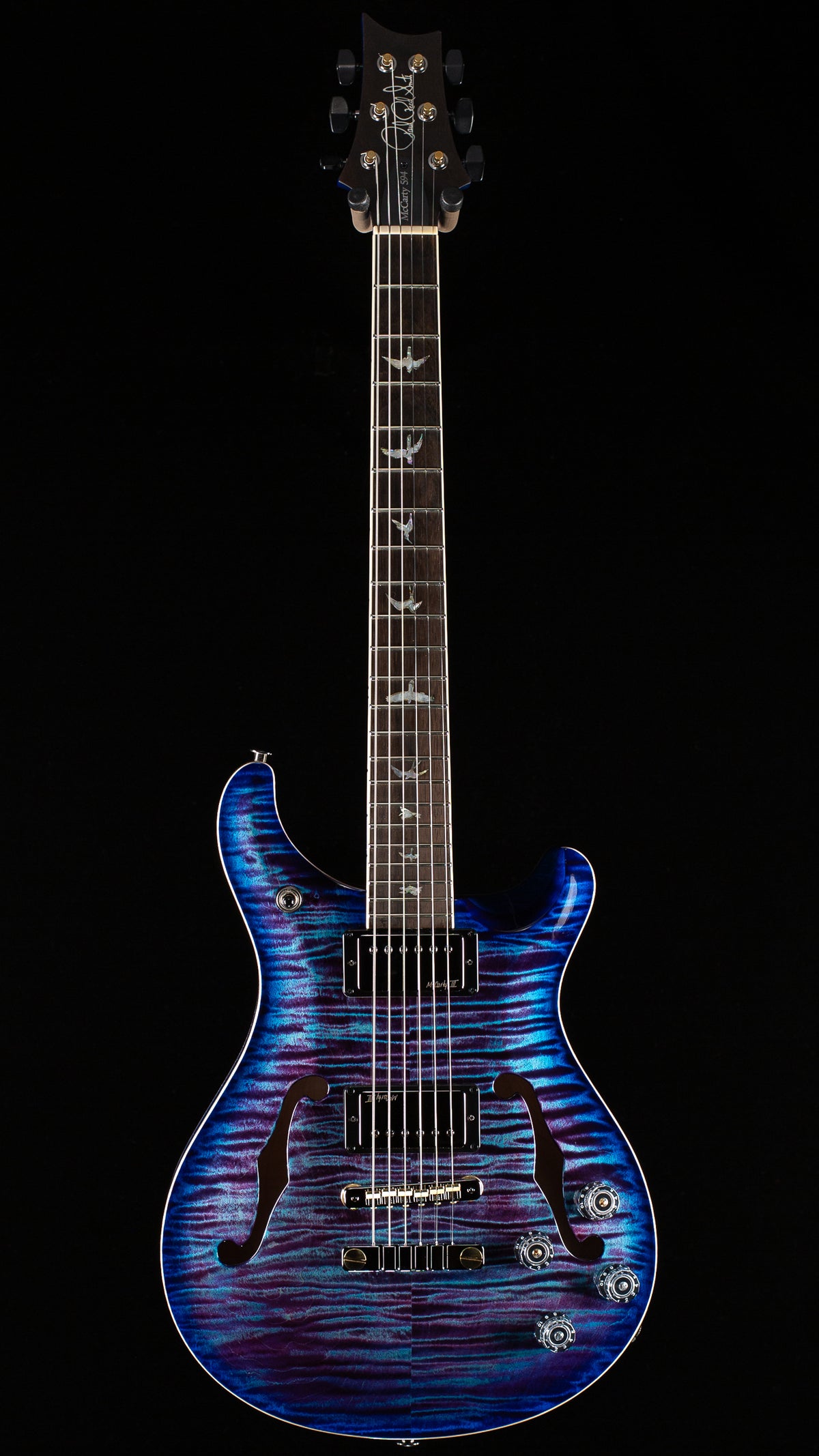 PRS Wood Library Willcutt Exclusive McCarty 594 Hollowbody II Violet Blue Burst 10 Top (137)