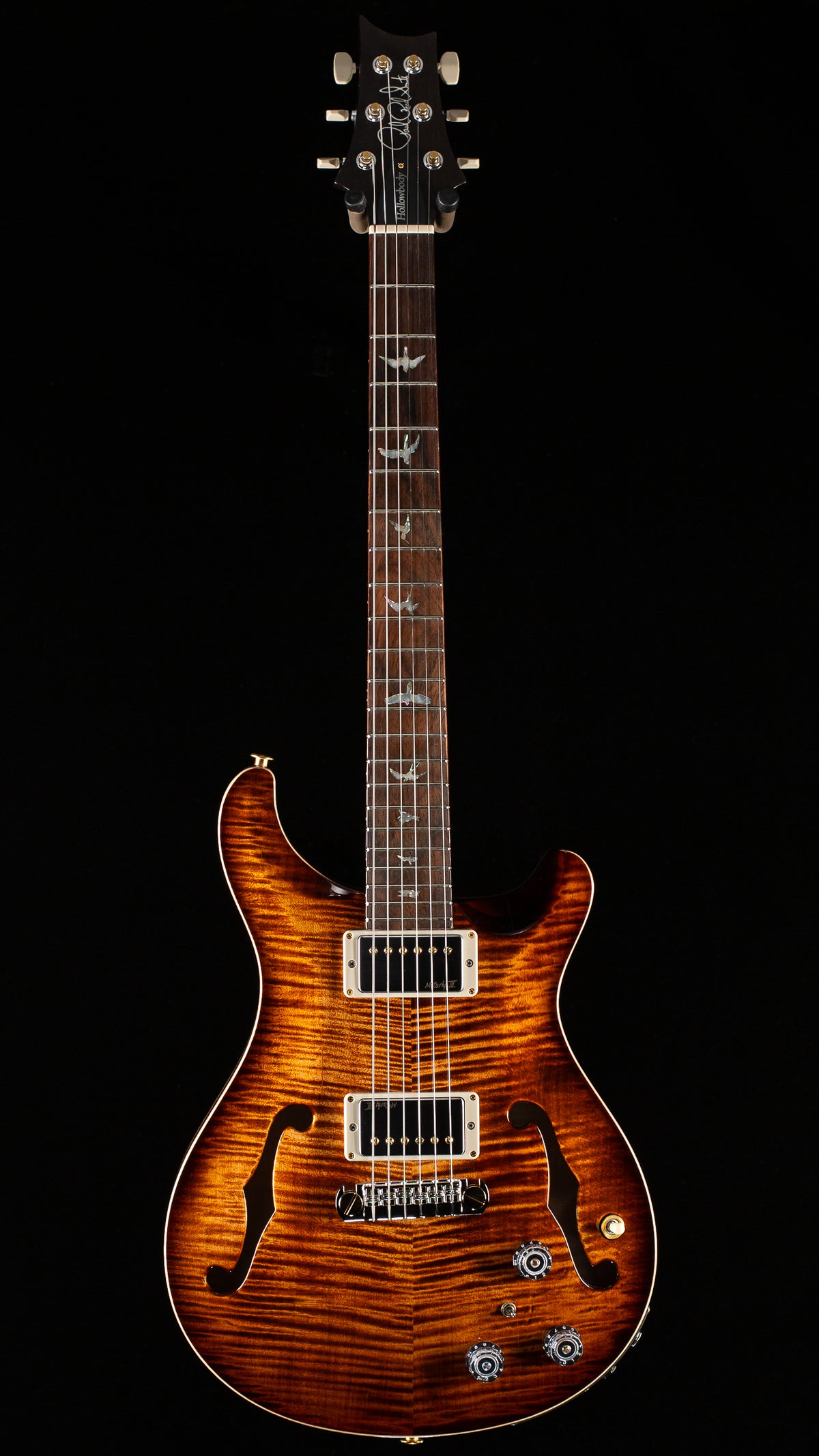 PRS Wood Library Willcutt Exclusive Hollowbody II Piezo Copperhead Burst Stained Neck 10 Top (085)