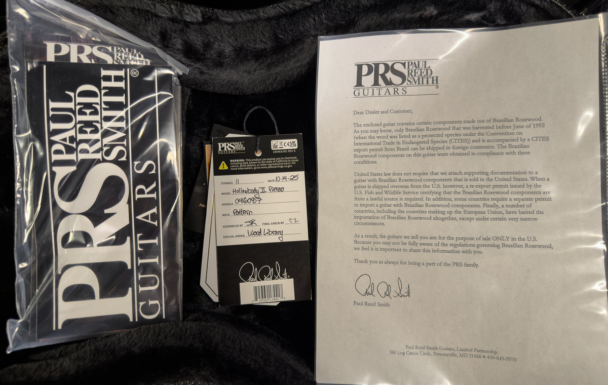 PRS Wood Library Willcutt Exclusive Hollowbody II Piezo Copperhead Burst Stained Neck 10 Top (087)