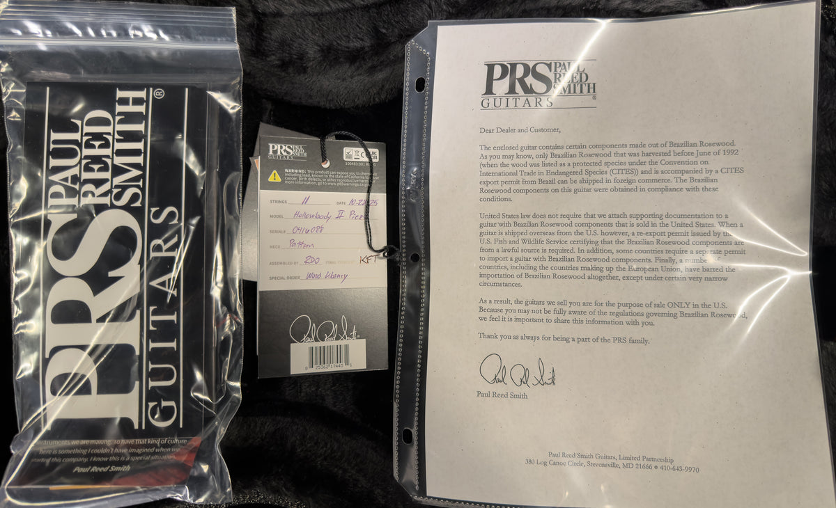 PRS Wood Library Willcutt Exclusive Hollowbody II Piezo Red Tiger Natural Back Stained Neck 10 Top (088)