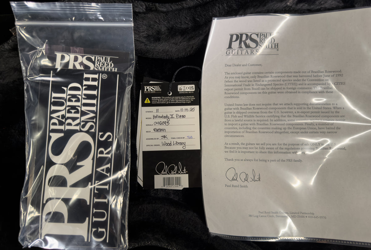 PRS Wood Library Willcutt Exclusive Hollowbody II Piezo Carroll Blue Stained Neck 10 Top (093)