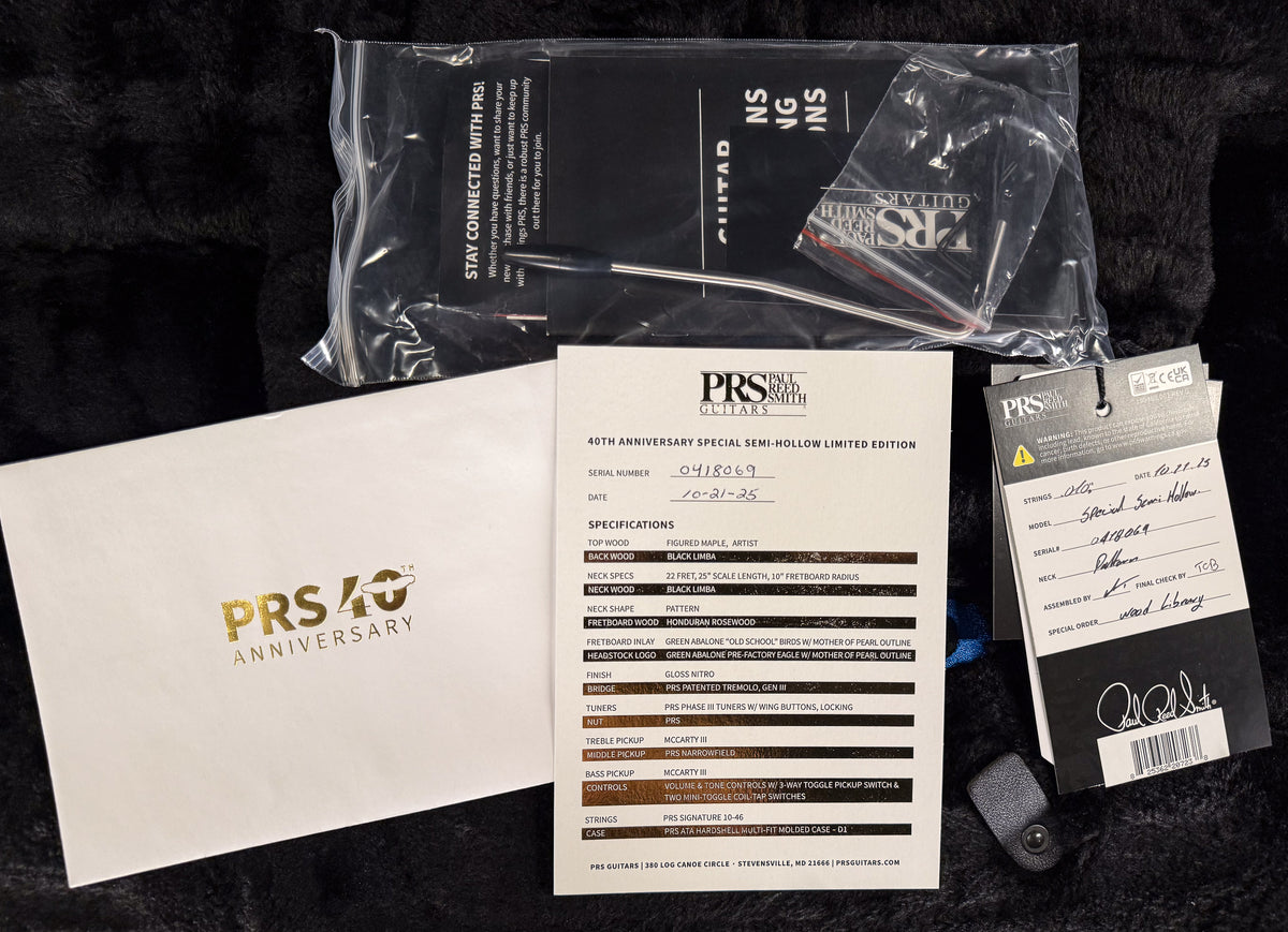 PRS 40th Anniversary Special Semi-Hollow Faded Whale Blue Artist Top (069)