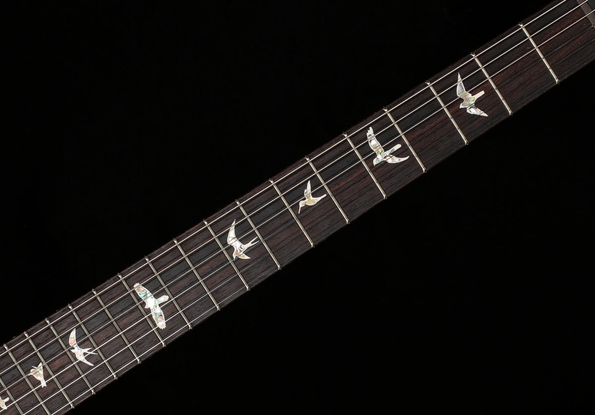 PRS Custom 24 Black Rainbow Holoflake Top Natural Back (030)