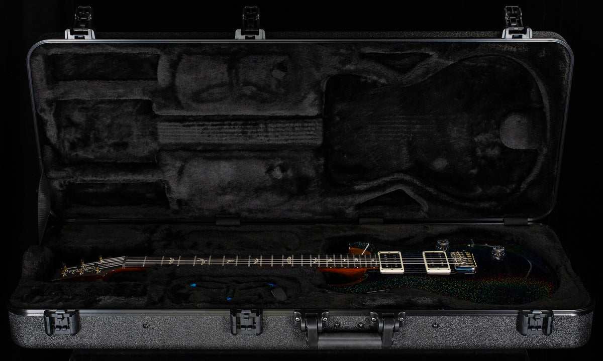 PRS Custom 24 Black Rainbow Holoflake Top Natural Back (030)