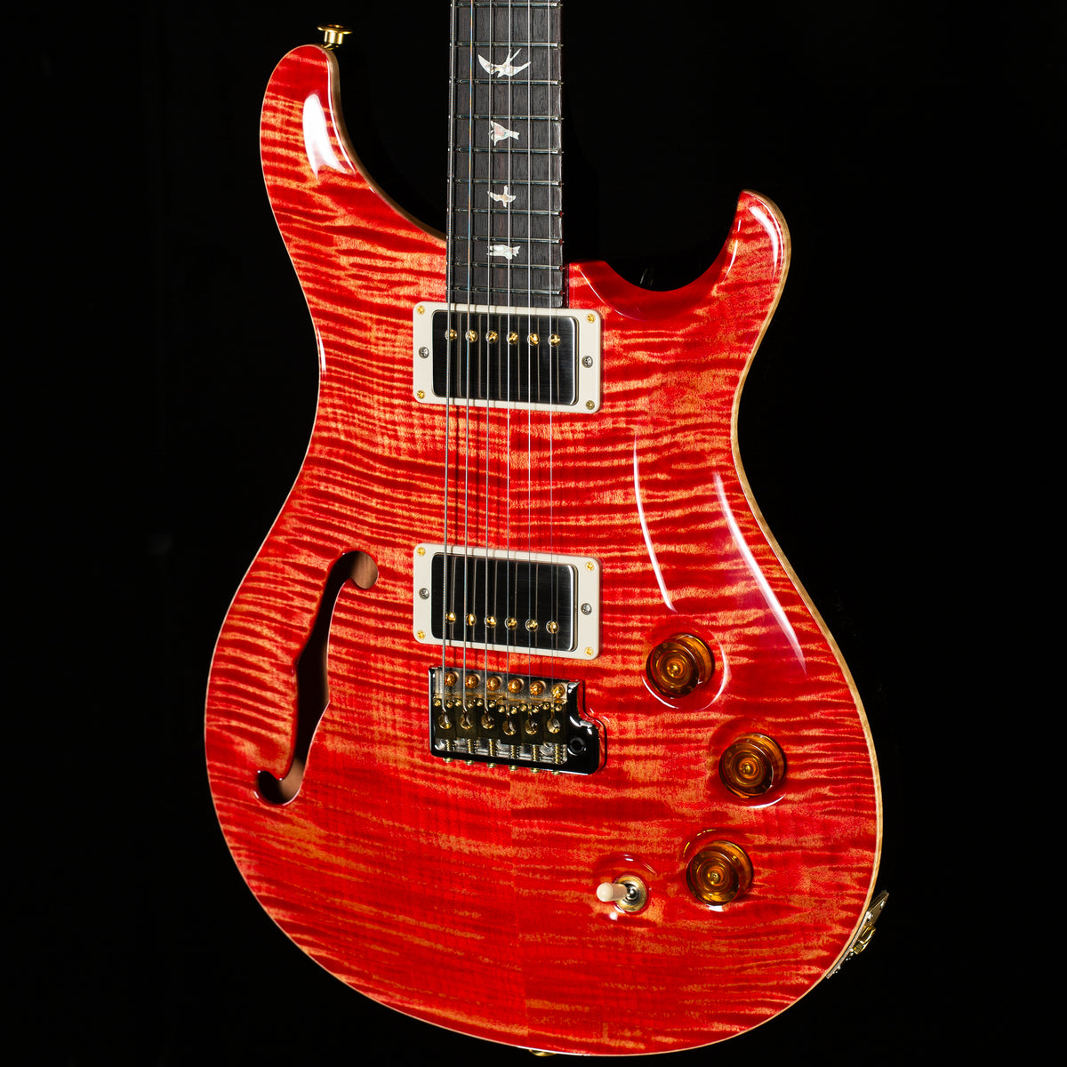 PRS DGT Semi-Hollow Custom Color Blood Orange/Smokeburst Back 10 top (346)
