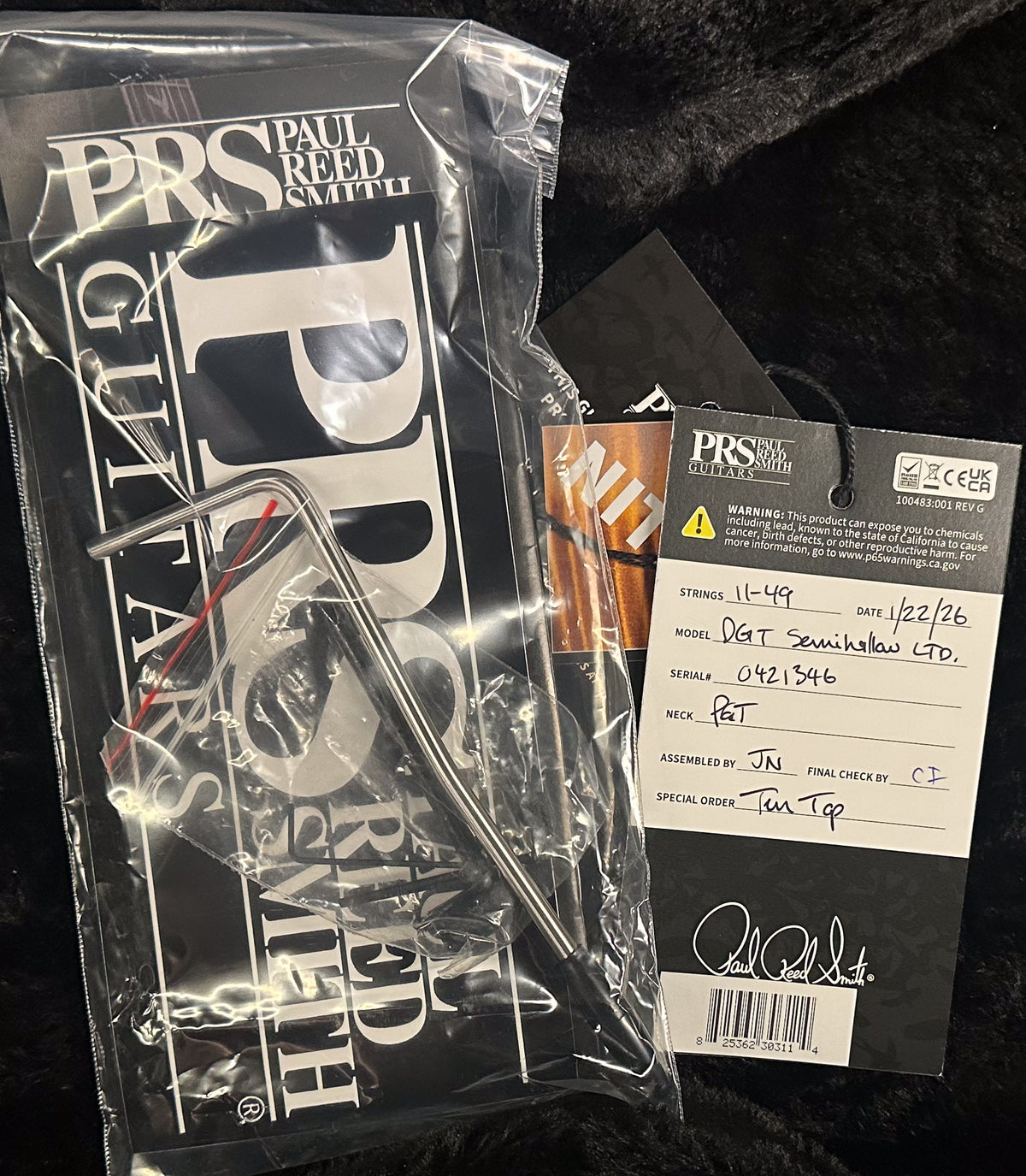 PRS DGT Semi-Hollow Custom Color Blood Orange/Smokeburst Back 10 top (346)