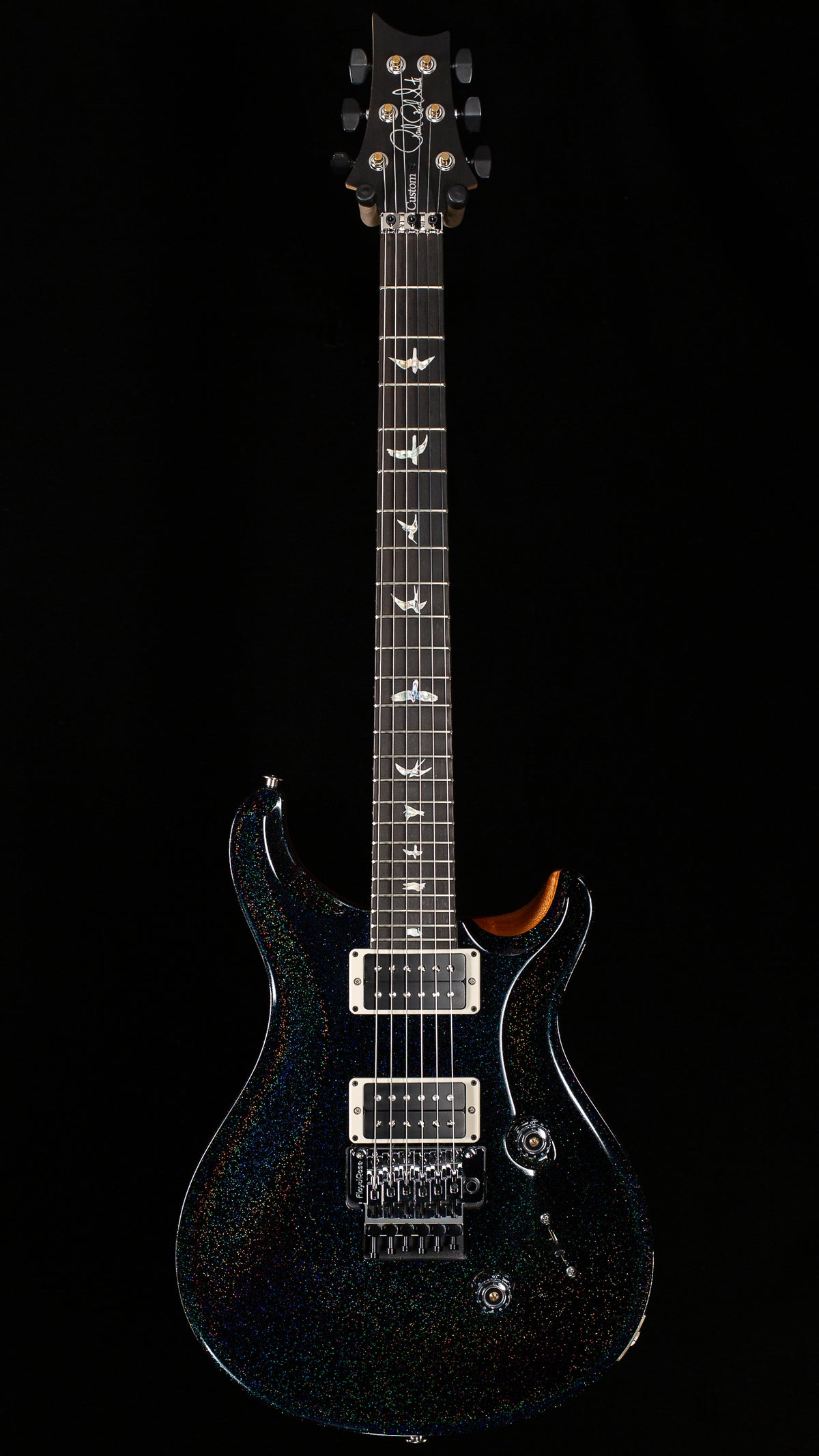 PRS Custom 24 Floyd Black Rainbow Holoflake Top & Binding (800)