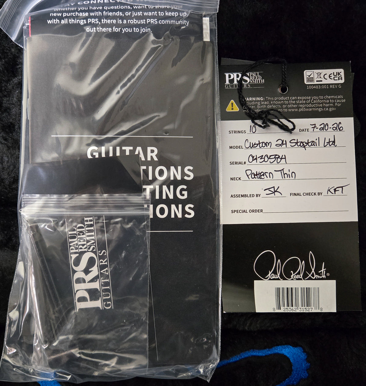 PRS Limited Edition Wood Library Custom 24 Stoptail 10 Top Charcoal (584)