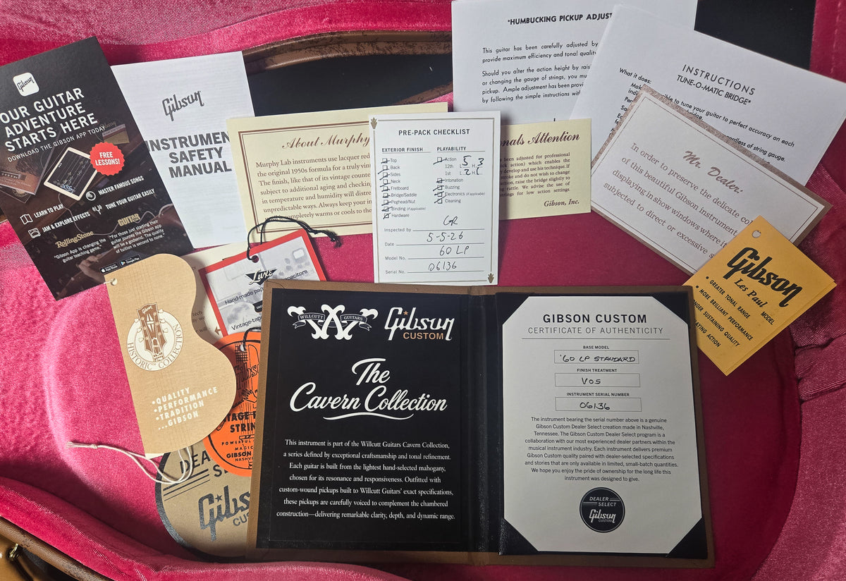 Gibson Custom Shop Willcutt Cavern Collection 1960 Les Paul V2 VOS Factory Burst Chambered (136)