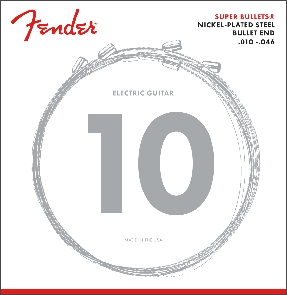 Fender Super Bullet Strings, Nickel Plated Steel, Bullet End 3250 R