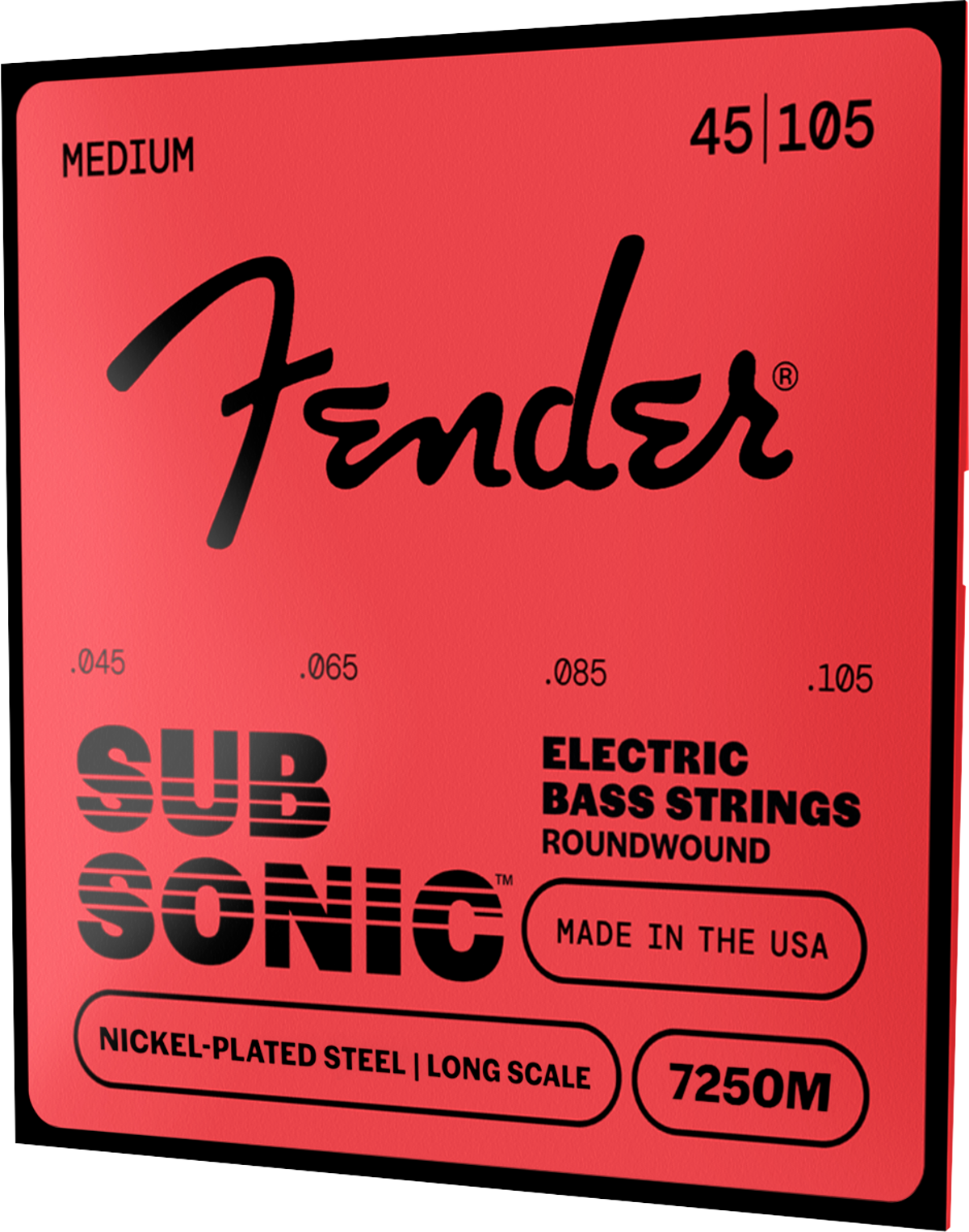 Fender SubSonic 7250M Bass Strings, Nickel-Plated Steel, Long Scale, Gauges .045-.105