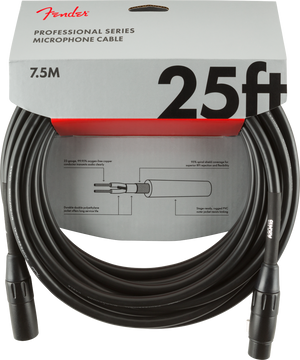 Fender Professional Series Microphone Cable, 25', Black