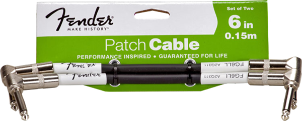 Fender Performance Series Instrument Cable, 6", Black, Two-Pack
