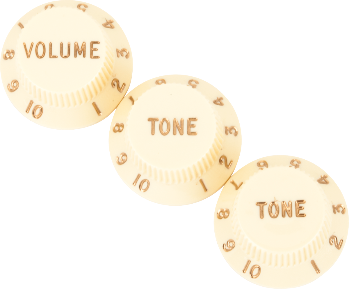 Fender Stratocaster Knobs, Aged White (Volume, Tone, Tone) (3)
