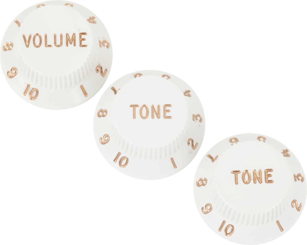 Fender Stratocaster Knobs, White (Volume, Tone, Tone) (3)