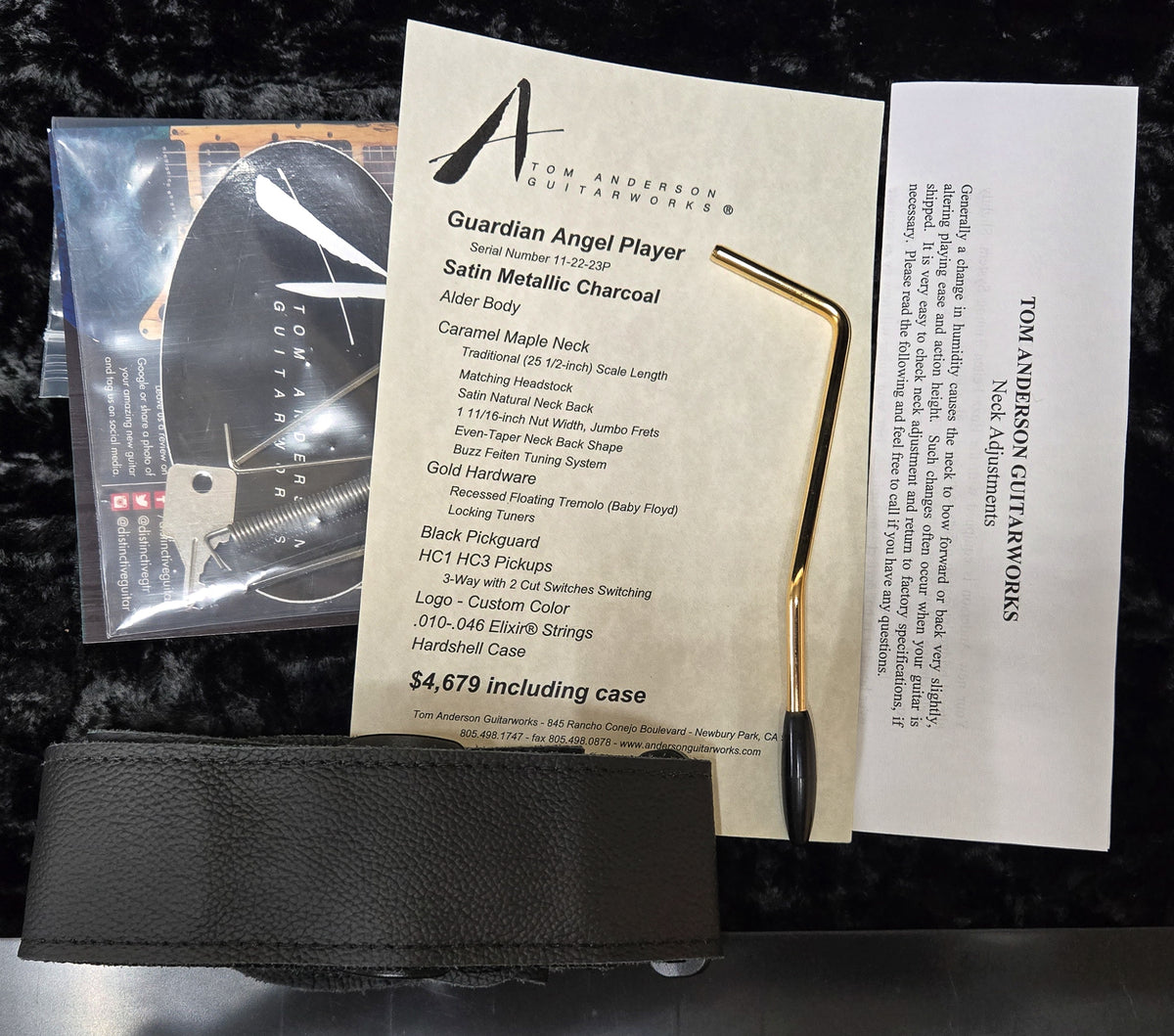 2023 Tom Anderson Guitarworks Guardian Angel Player Satin Metallic Charcoal