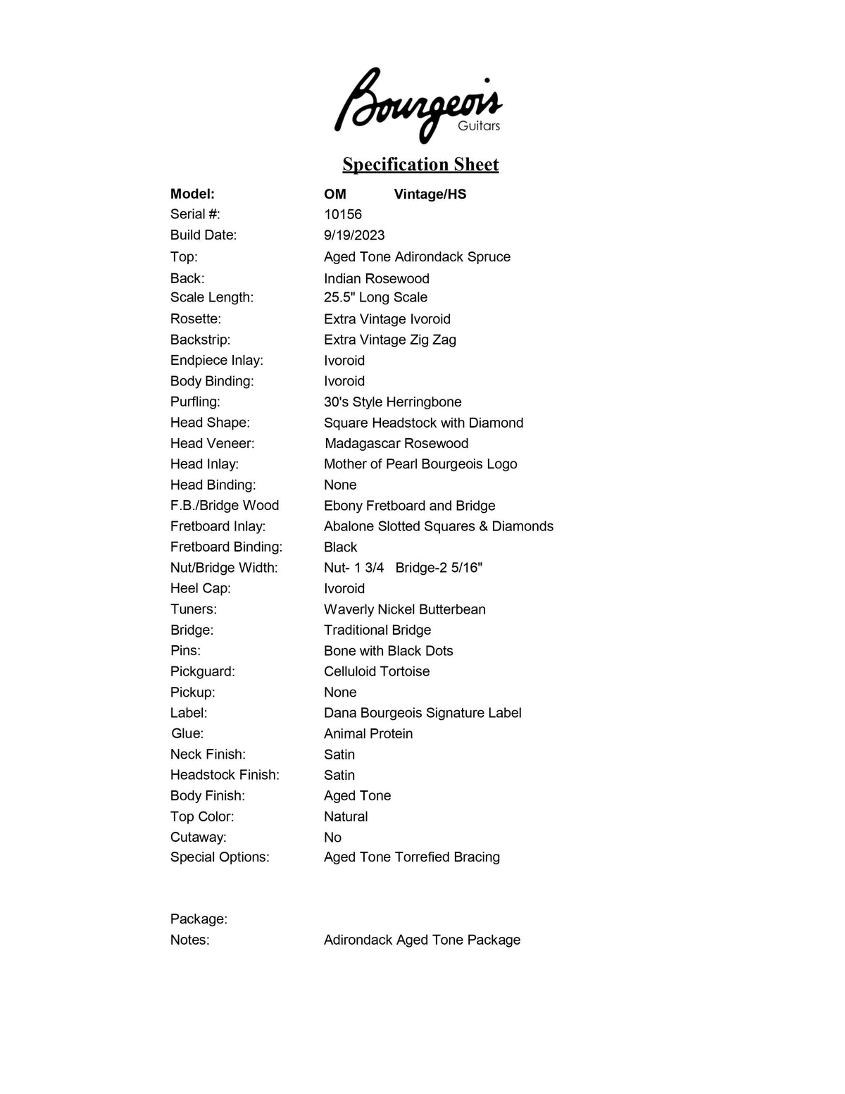 Bourgeois OM Vintage Heirloom Series Aged Tone Adirondack Spruce (156)