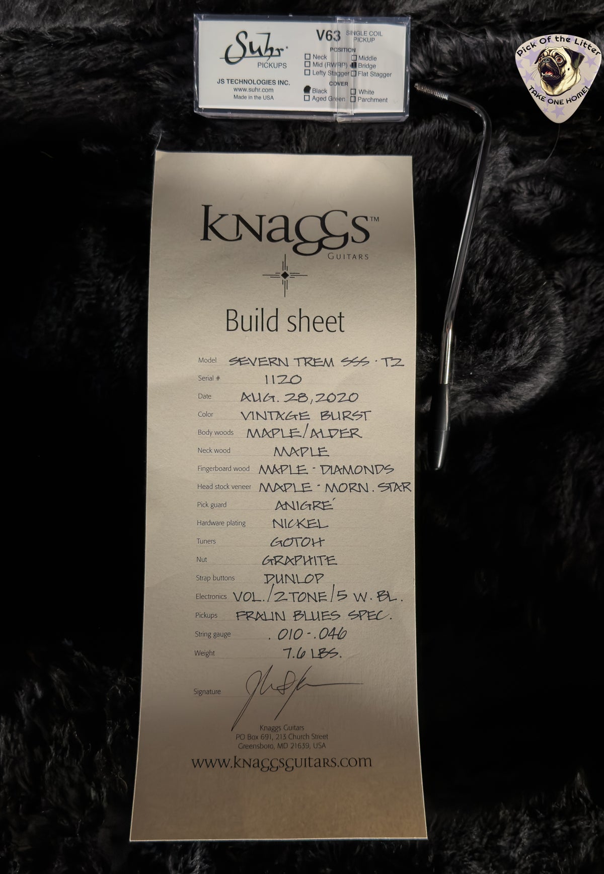 2020 Knaggs Chesapeake Severn SSS Trem Vintage Burst