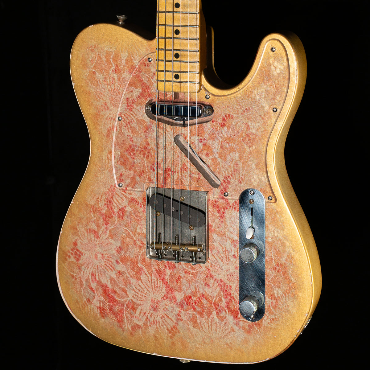 Underwood Guitars T Style Gold Red Flower