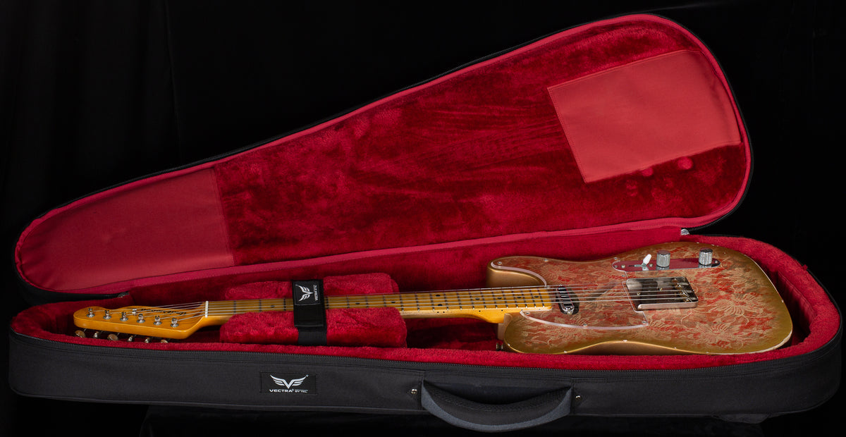 Underwood Guitars T Style Gold Red Flower