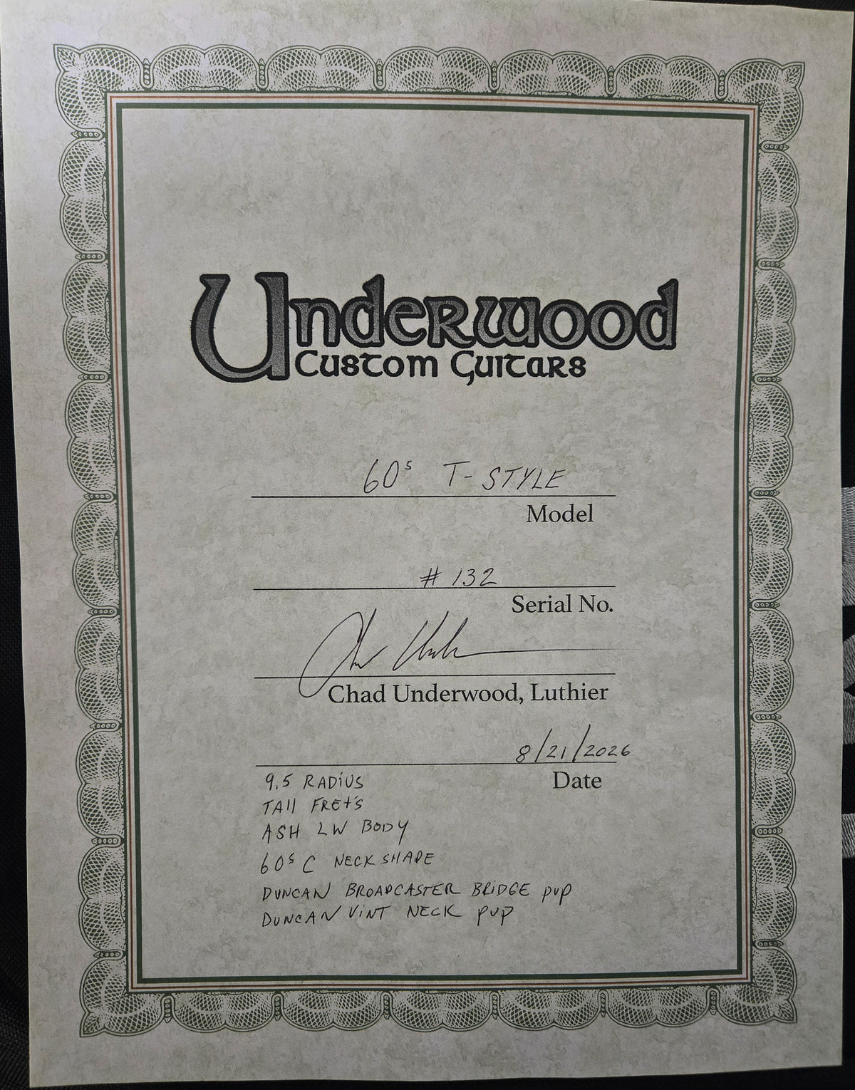 Underwood Guitars T-Style (132)