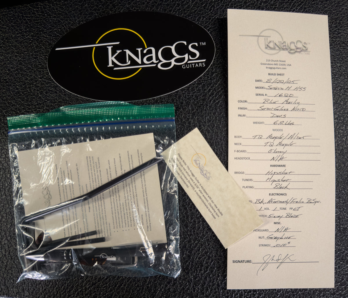 Knaggs Severn H HSS Headless Blue Marlin T2 Maple Top (620)