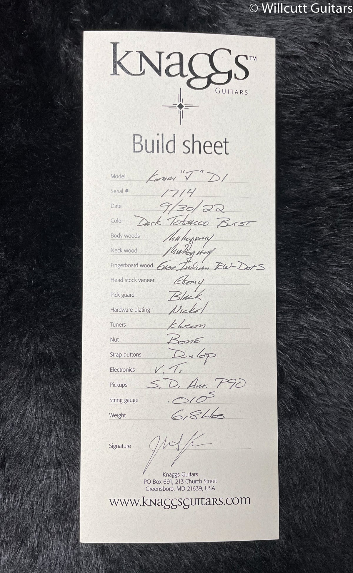 Knaggs Kenai J Tobacco Sunburst