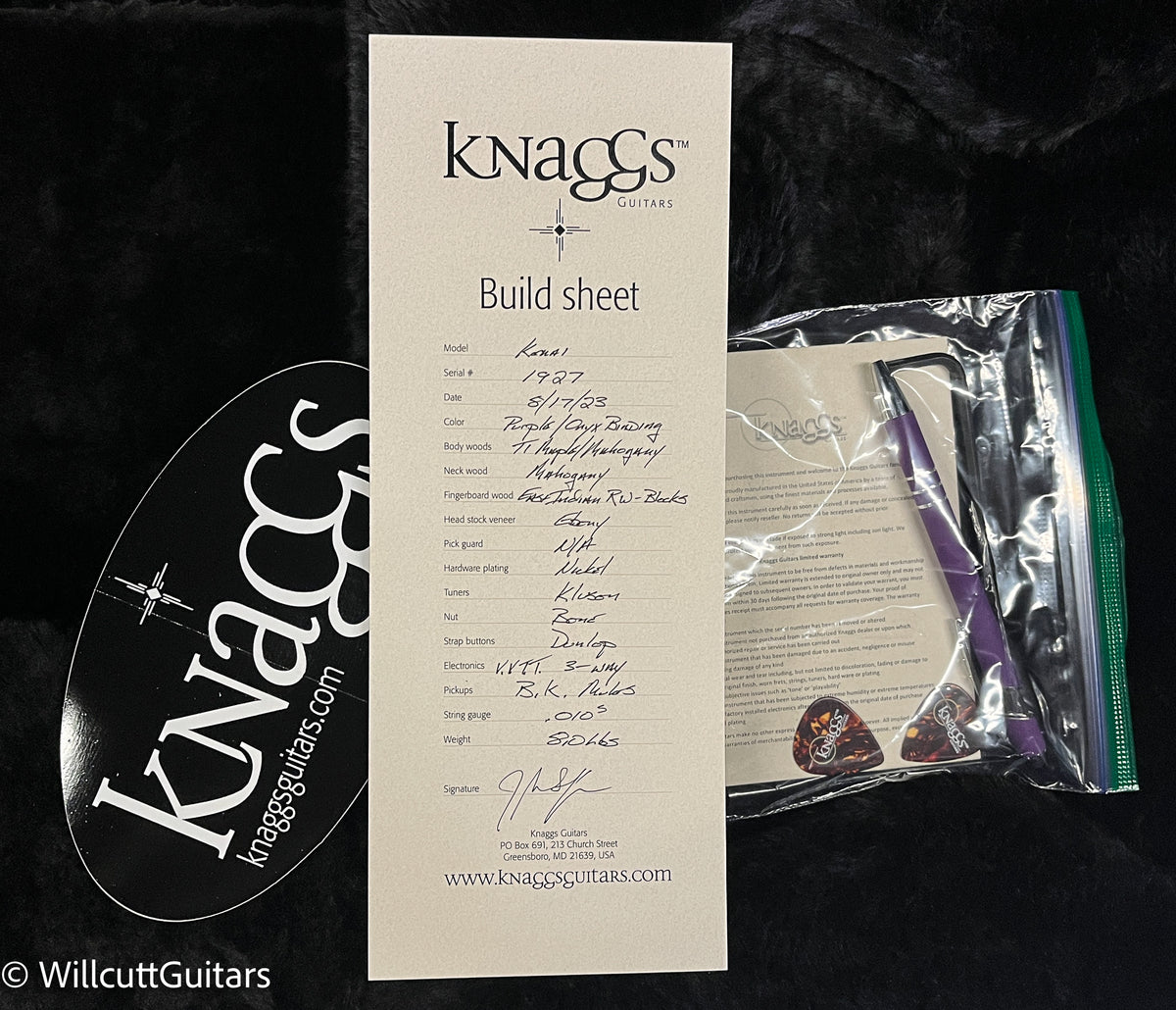 Knaggs Influence Kenai Purple w/Onyx binding w/T1 top (927)
