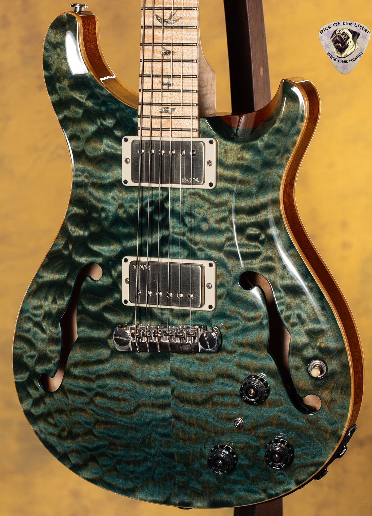 2012 PRS Wood Library Hollowbody II Piezo Trampas Green Quilt