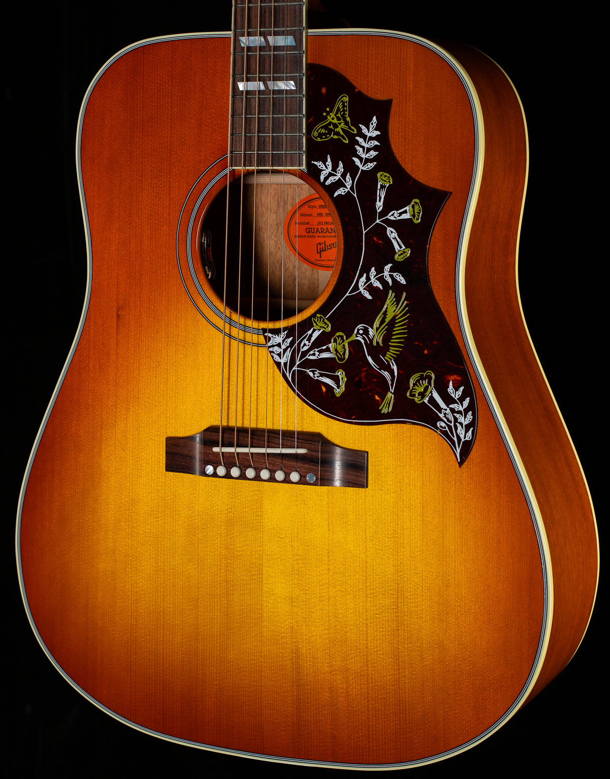 Gibson Custom Shop Willcutt Exclusive Hummingbird Original Heritage Cherry Sunburst Red Spruce Top (034)