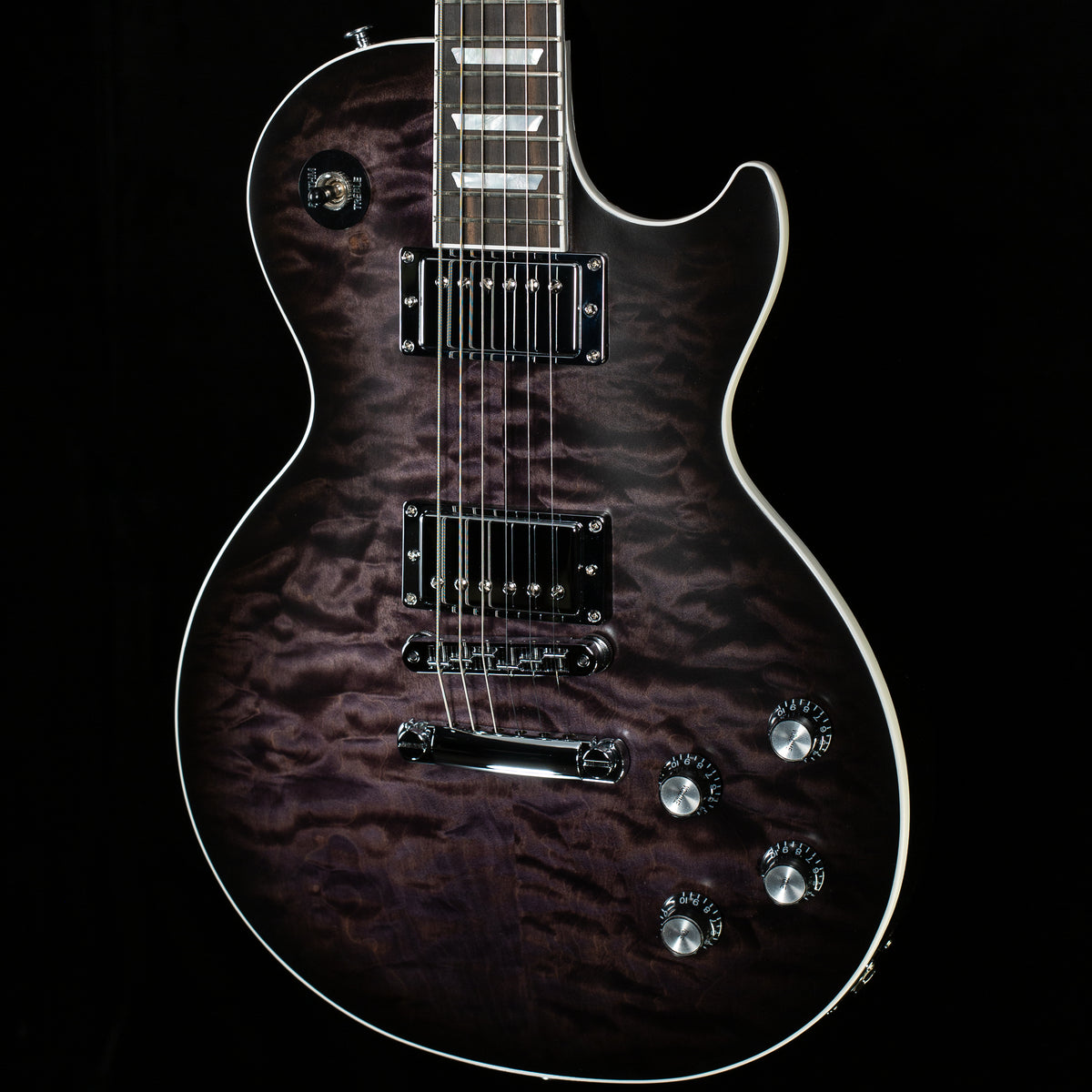 Gibson Mark Morton Les Paul Modern Figured Quilt Translucent Ebony Burst Satin (175)