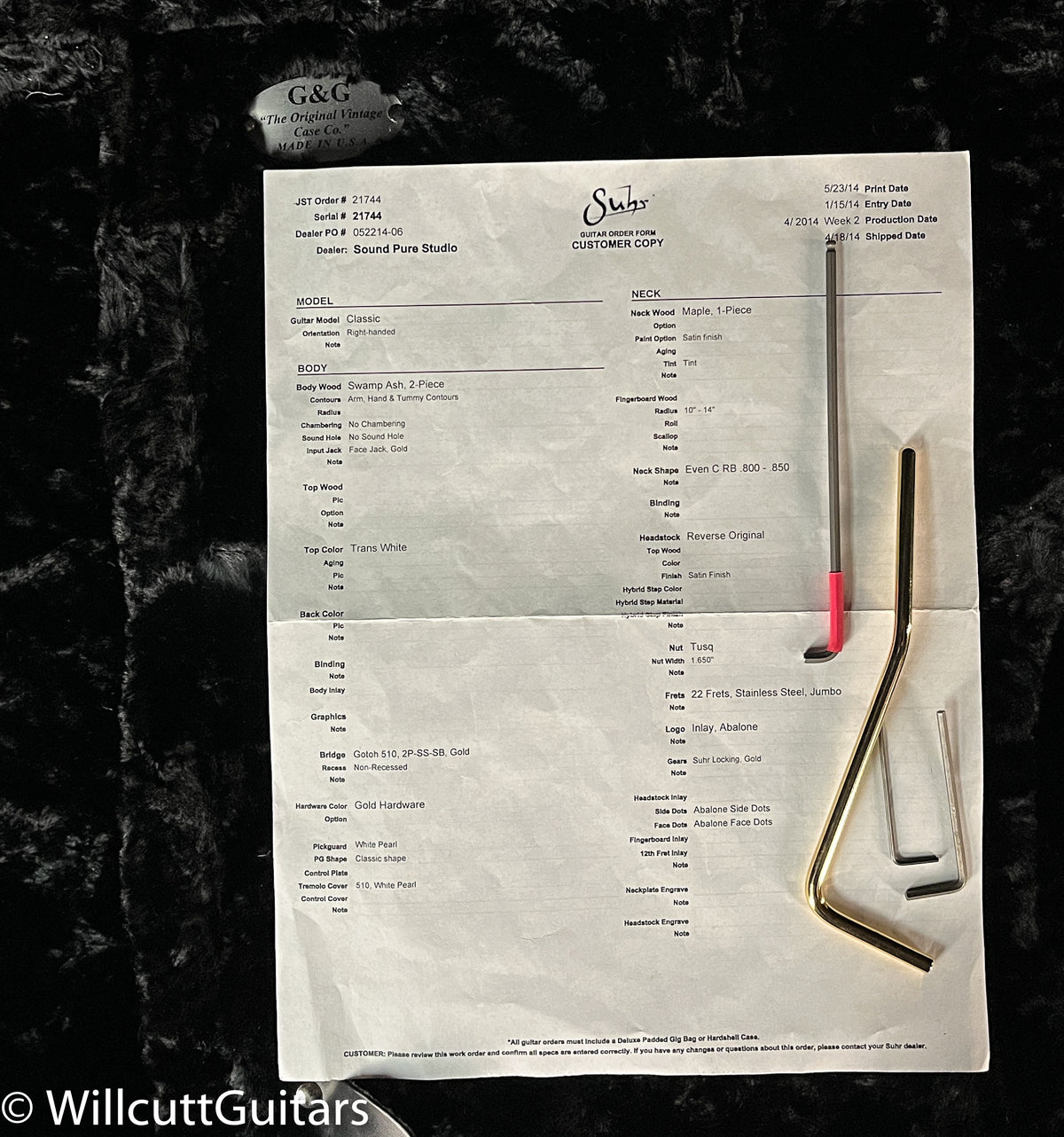 Suhr Classic S Trans White Gold Hardware