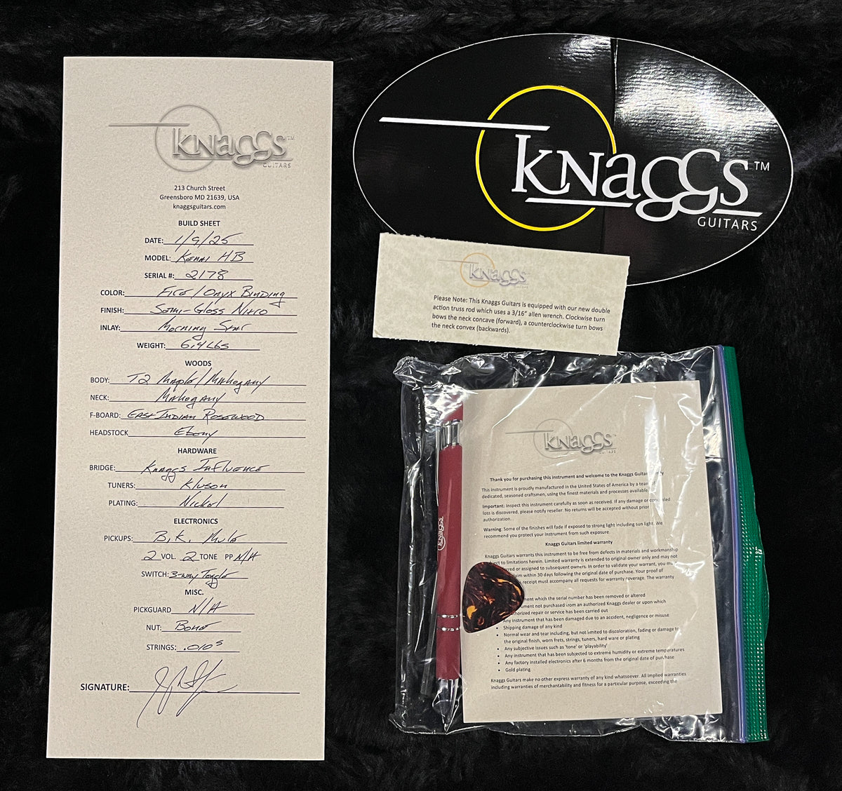 Knaggs Influence Kenai Hollowbody Fire T2 Maple Top (178)