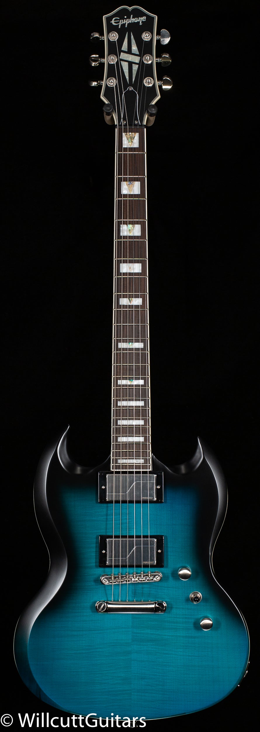 Epiphone SG Prophecy Blue Tiger Aged Gloss (959) - Willcutt Guitars