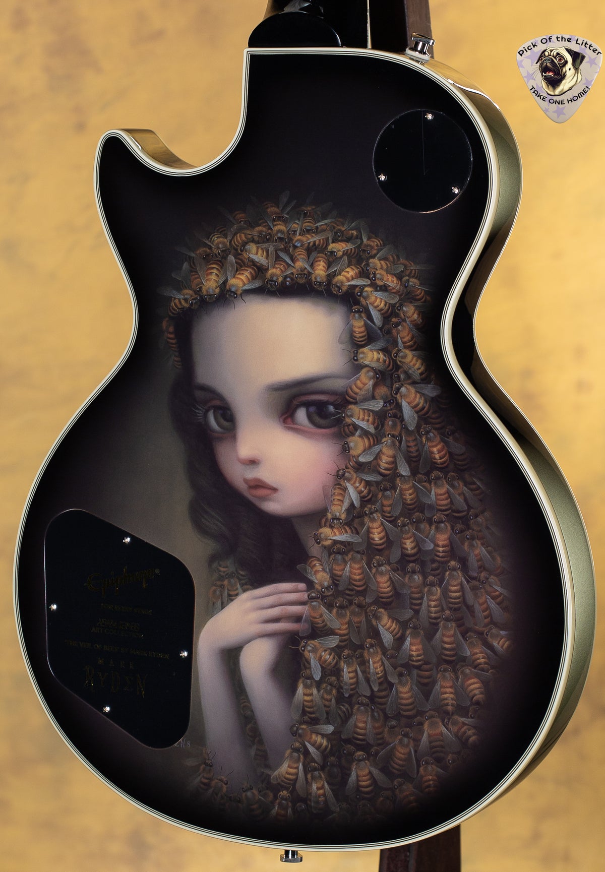 2022 Epiphone Artist Adam Jones Les Paul Custom Art Collection Mark Ryden's "The Veil of Bees" Antique Silverburst (223)