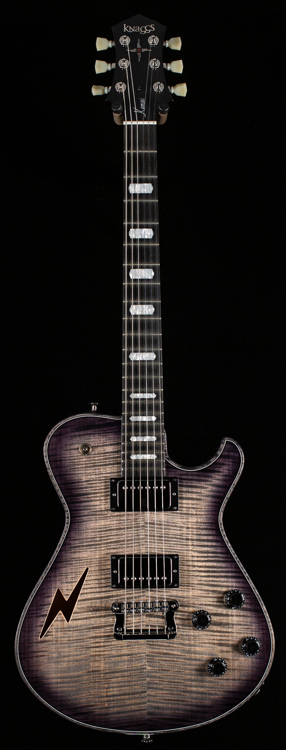 Knaggs Influence Kenai HB Lightning Bolt F-Hole T1 Top Charcoal Burst (286)