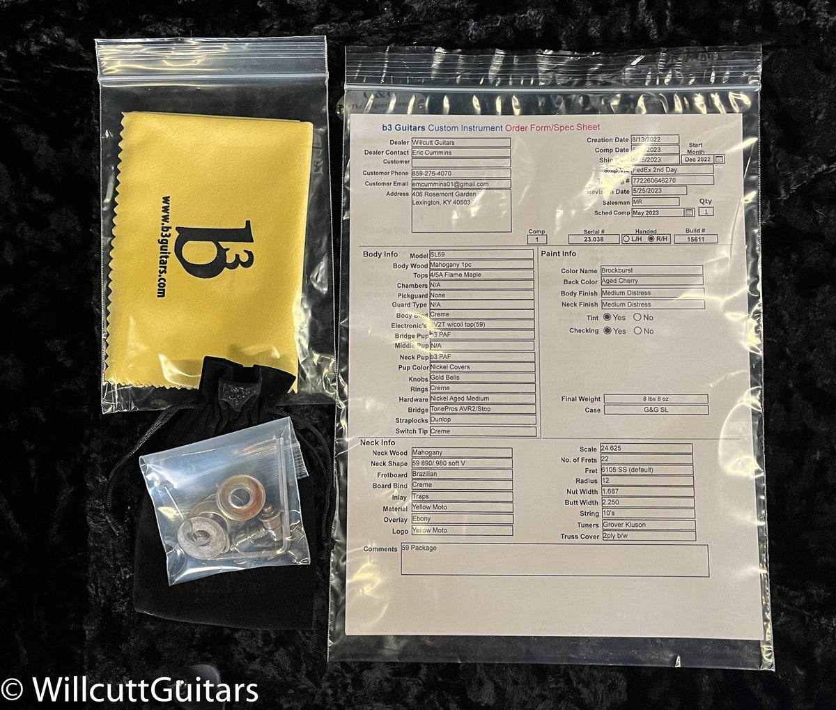 B3 Gene Baker SL59 Brockburst 5A Maple Top Brazilian Fingerboard (038)