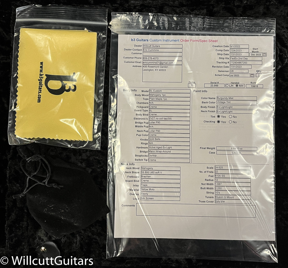 B3 Gene Baker SL Custom Burgundy Mist (050)